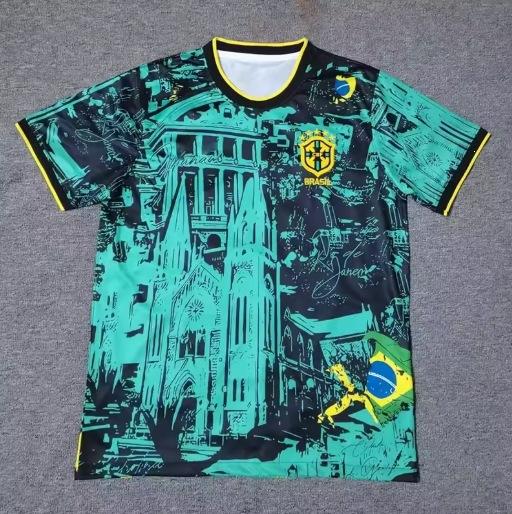 Summer Men's Brazilian Football Elements Training Football T-shirt Digital Printing Comfortable Breathable Quick Drying