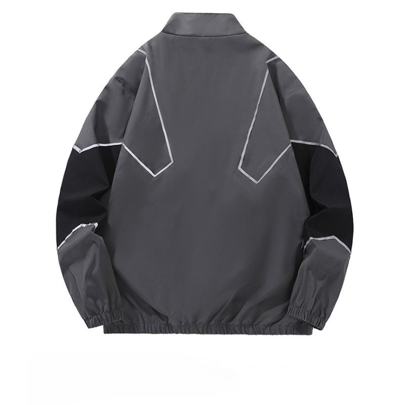 Spring Tooling Jacket Men's Sports Top Casual Stand-up Collar Reflective Strip Jacket Men's Clothing
