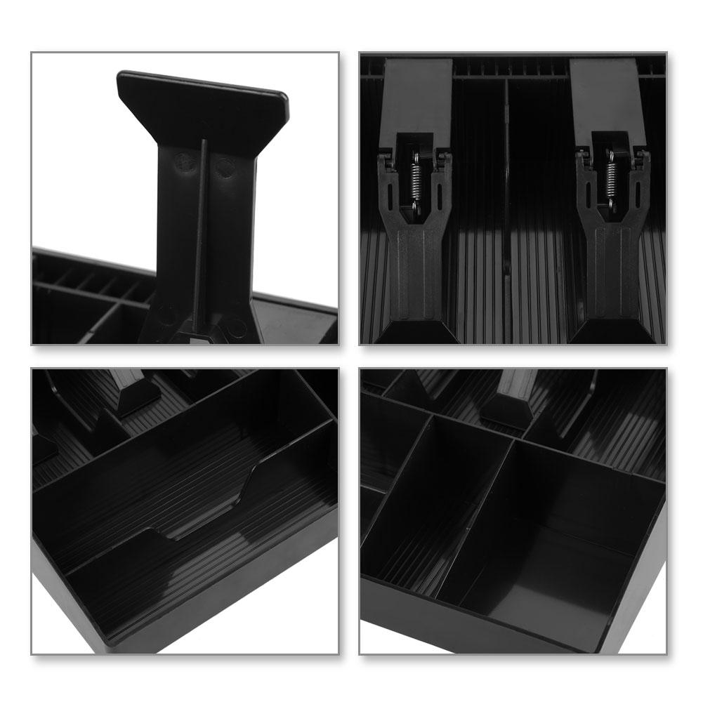 Eight Grids Cash Drawer Register Insert Coin Tray Cashier Tidy Storage Safe Box (Black)