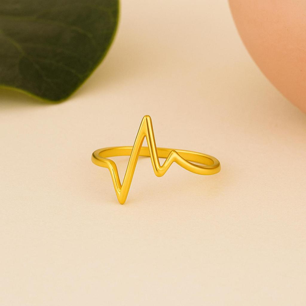 925 Sterling Silver Gold Vermeil Heart Lifeline Women Ring