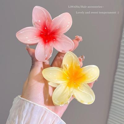 Frangipani Flower Shark Hair Clip for Elegant Beach Style Half-Tied Hair