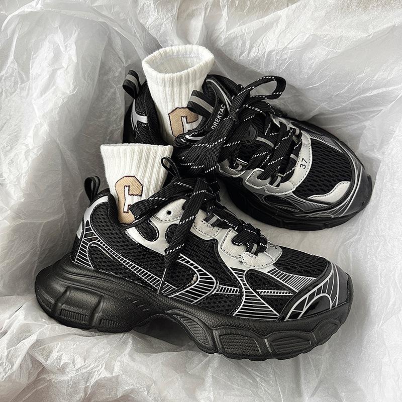 

Весенние туфли на платформе Daddy для мужчин, модная пара, спортивная обувь в стиле ретро для женщин 44 чёрный