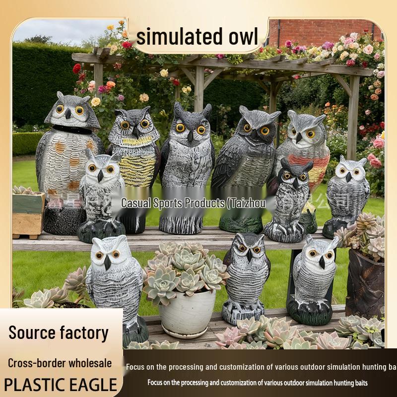 Garden Owl Bird Repellent Ornament - Realistic Head-Turning Design for Outdoor Decoration