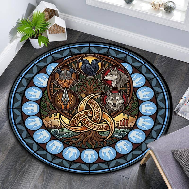 Symbols Glass Round Area Rug Under Office Chairs Bedroom Living Room Home Decor