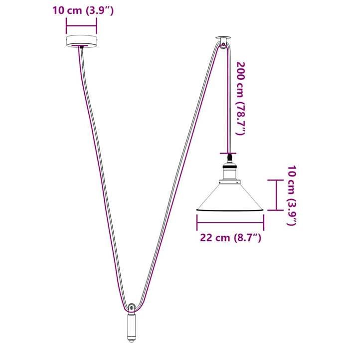 VidaXL Height-Adjustable Pendant Lamp E27 Glossy Black Ø22 Cm Metal, Hanging Lighting, Kitchen Pendant Lighting, 4103443
