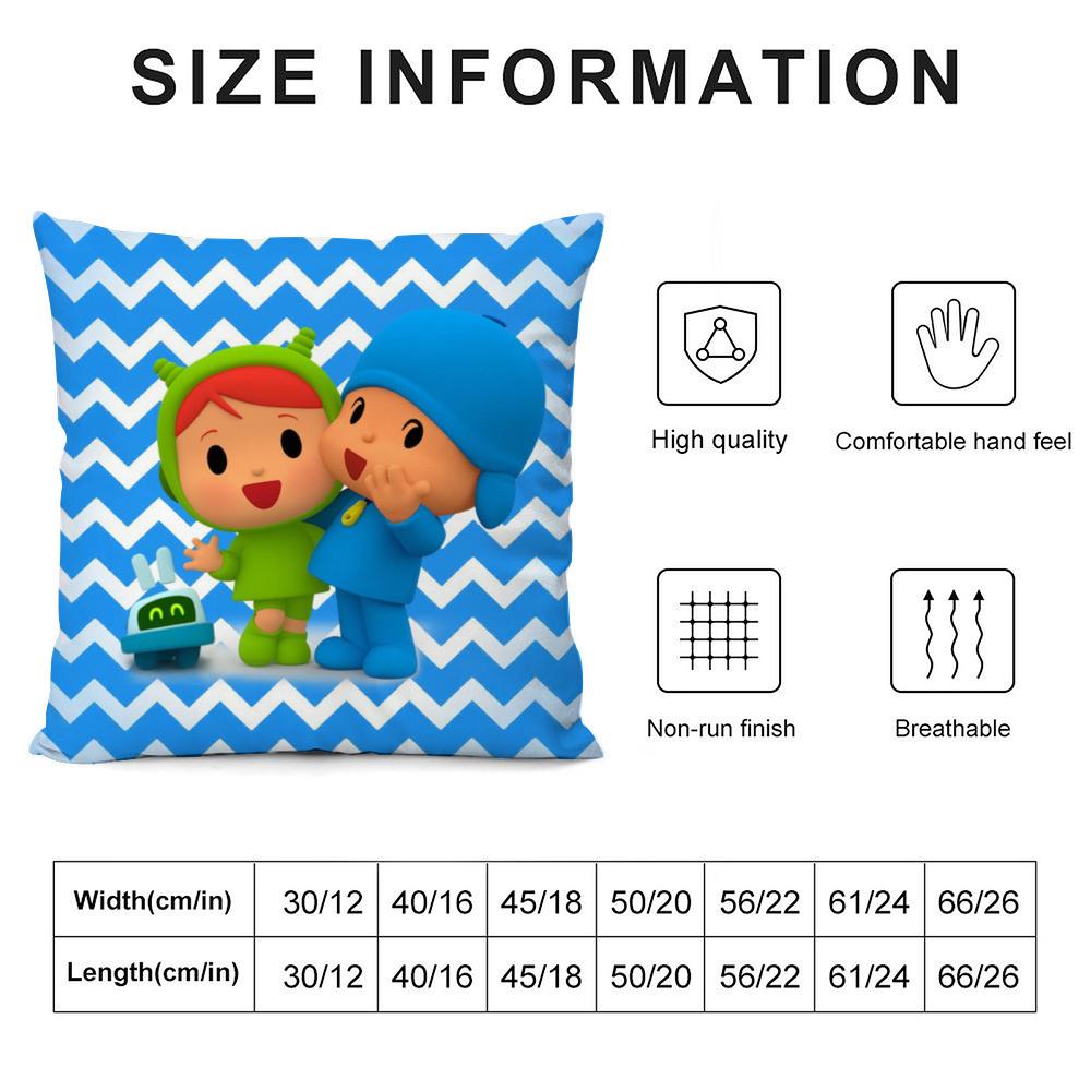 Cartoon Niedlich P-Pocoyo Kissenbezug Seidiger Kurzer Plüsch Zweiseitig Bedruckter Kissenbezug Für Sofa Alle Jahreszeiten Heimdekoration Geschenk