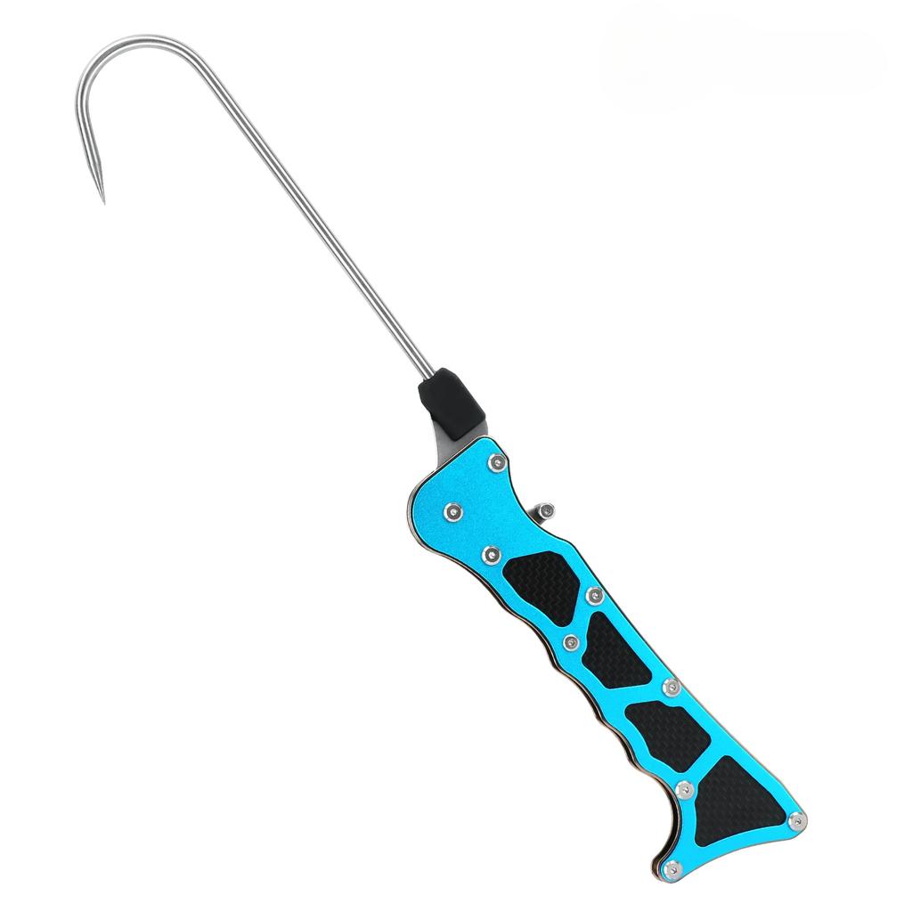 Blue Portable Collapsible Fishing Hook Stainless Steel Fishing Spear Hook Clip Lip Gripper Fishing Accessories
