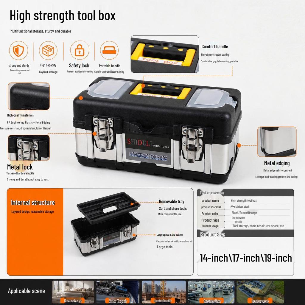 Stainless Steel Multi-Functional Tool Box for Household & Electrician Use