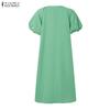 ZANZEA Lässiges Sommerkleid mit Rundhalsausschnitt und kurzen Ärmeln für Damen