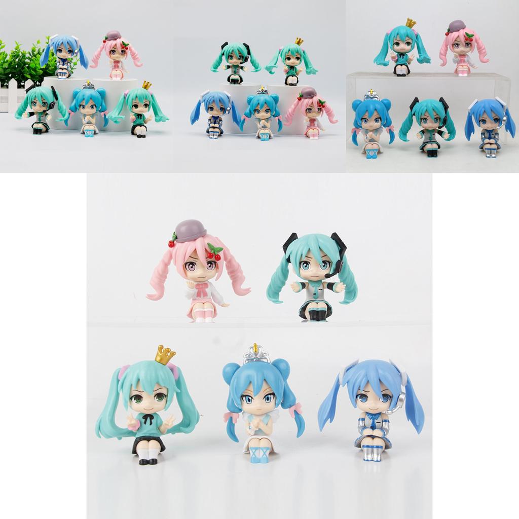 Adorable Q Version Hatsune Miku Figurine Pvc Anime Collectible Doll Set For Fans