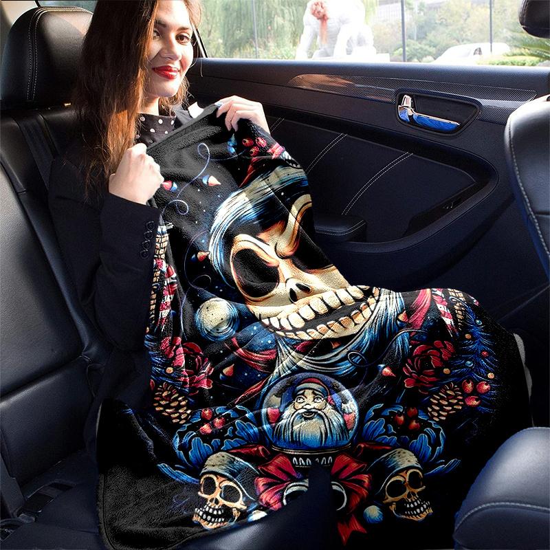 1pc Christmas Skeleton Design Blanket  Seasonal Home Decorative Throw for Couch, or Car Seat Cover,Living Room, Travel, Camping, Car Blankets