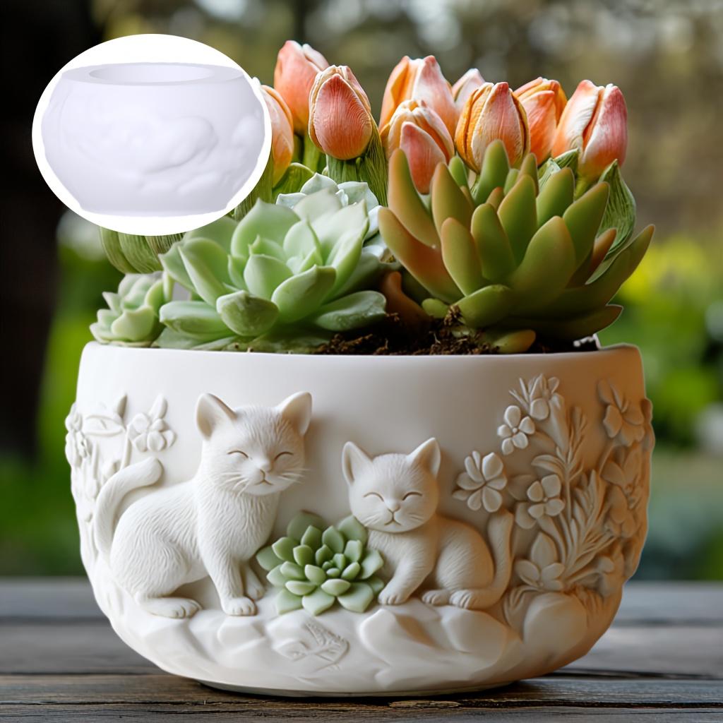 Love Woodpecker Succulent Plant Pot Resin Silicone Mold Couple Bird Relief Plaster Pot Mould Love Bird Relief Pot Gypsum Molds