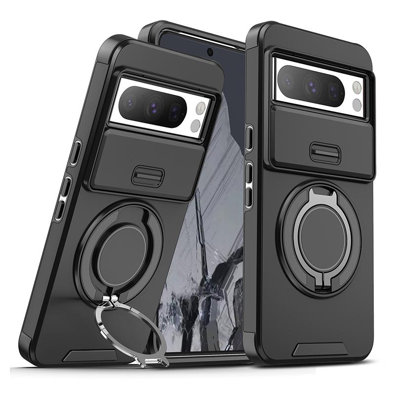 Magnetic Phone Case For Google Pixel 9A 9 Pro XL Rotating Folding Bracket Cover For Pixel 8A 7 8 Pro Slide Camera Protect Cover