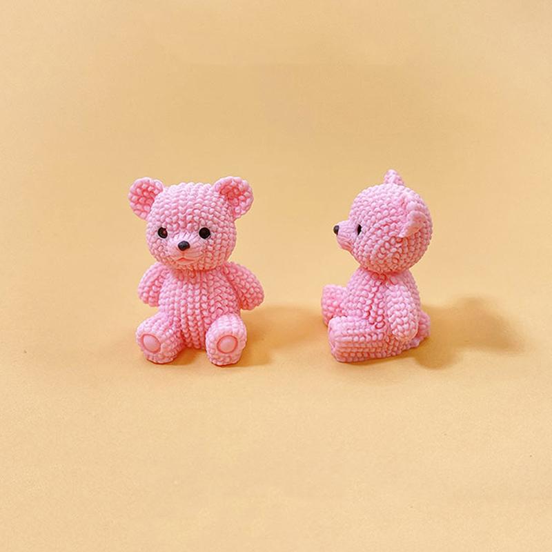 1Pc Solid Colored Stereo Simulation Bear Miniatures Sitting Bear Creative Ornament Desktop Decoration Diy Jewelry Cute Animal