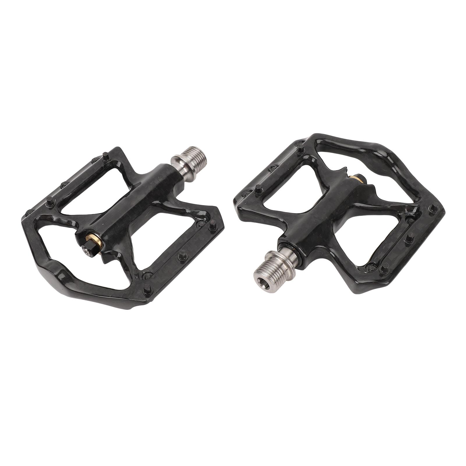 2PCS Bike Pedals Carbon Fiber 3 Bearing Anti Slip Lightweight Flat Platform Bike Pedals for Road Mountain Bikes