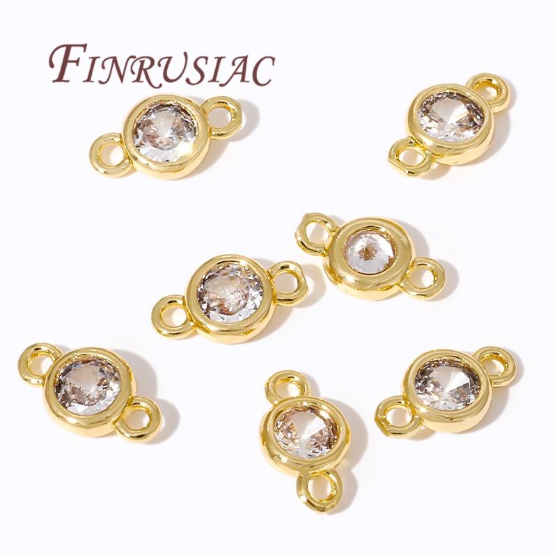 Messing mit 18K Goldbeschichtung mit Zirkon Anhängern Charms Verbinder Zubehör Für Schmuckherstellung Zubehör, DIY Armbänder Zubehör