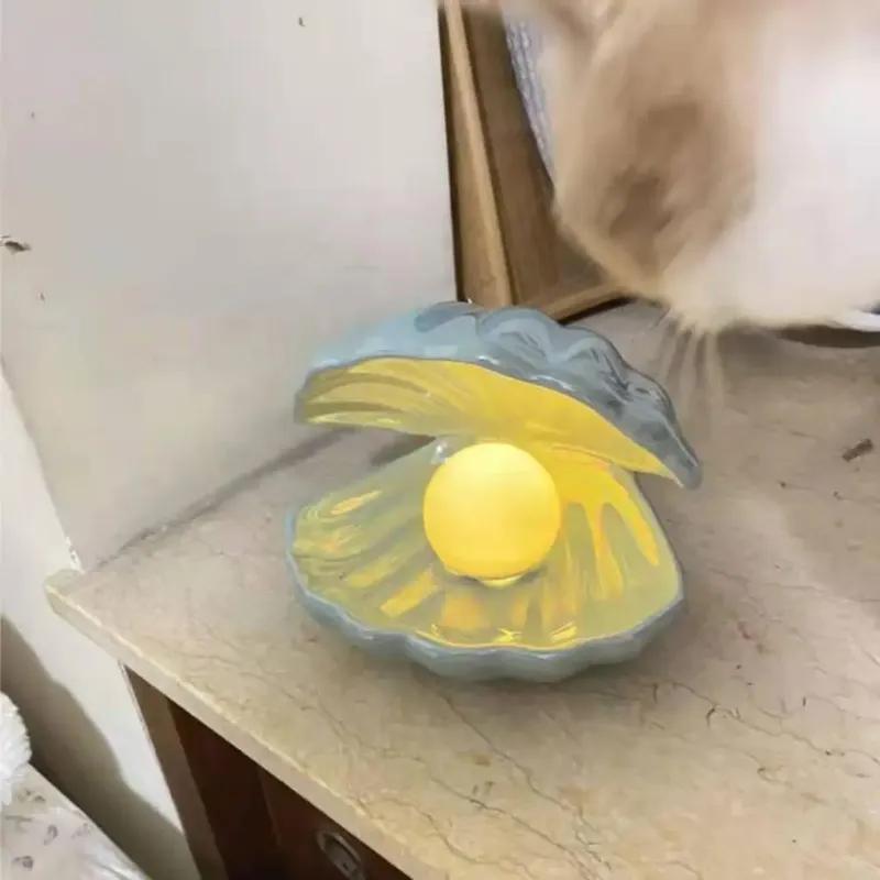 LED Bedside Lamp Night Light Shell Decorative Nightlight for Home Nursery Shell Tabletop Lamps Sleeping Light Living Room