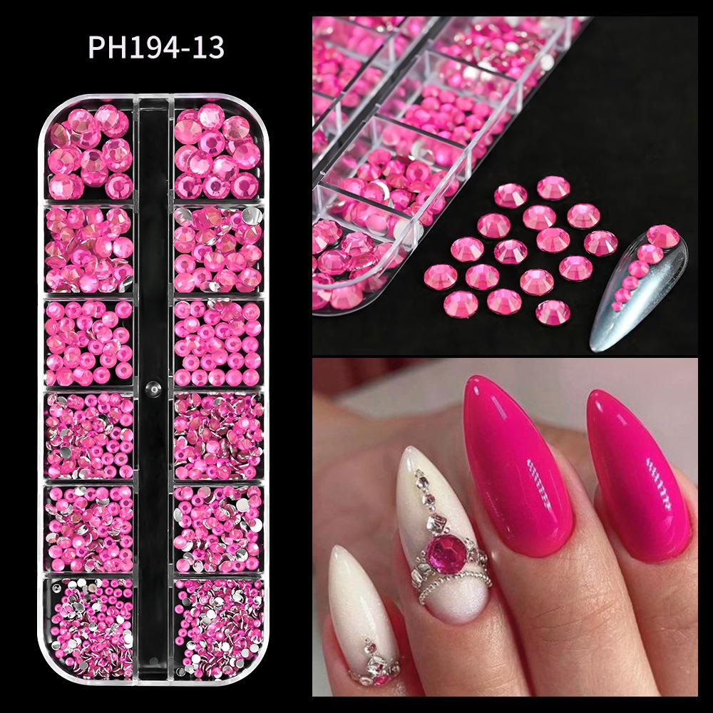 14pcs Resin Rhinestones Colorful Transparent Assorted Sizes Mixed Mini Gems Nail Art DIY Accessories