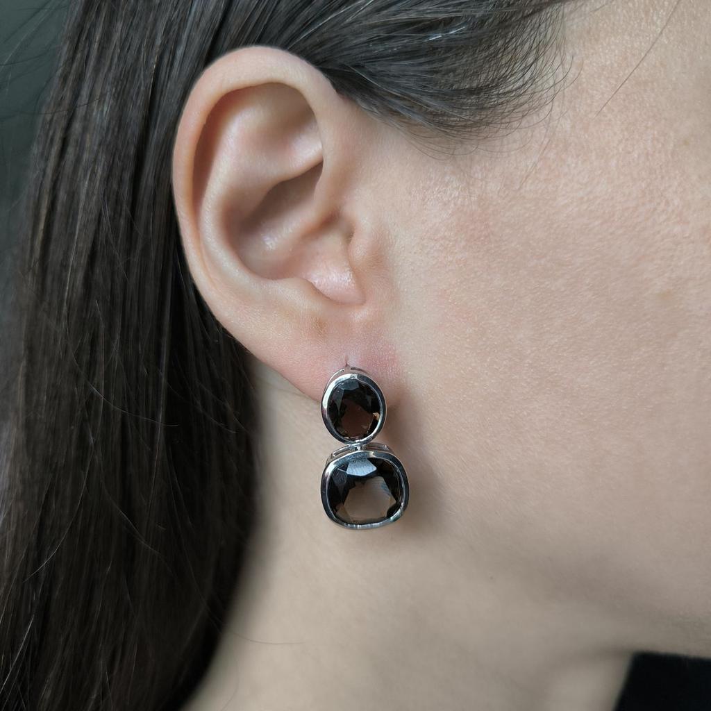 Silberohrringe mit natürlichem Rauchtopas (Rauchquarz) 15.475ct (2180623)