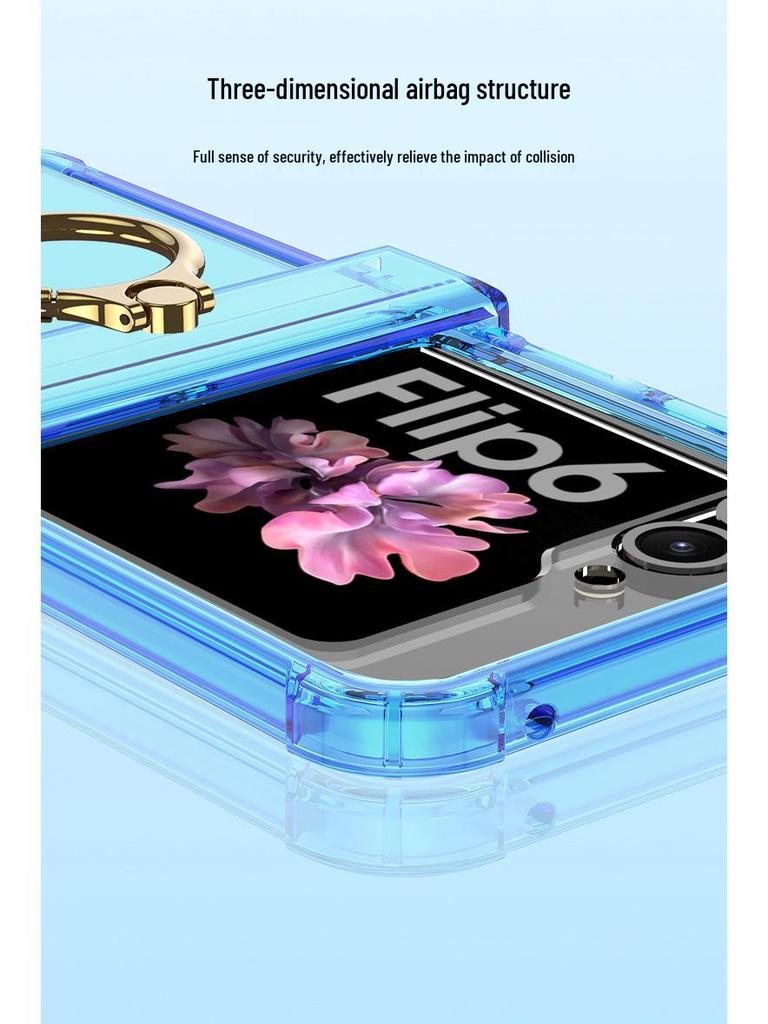 Samsung Z Flip6 Protective Case with Hinge Ring Holder, Full Coverage, Anti-fall. Suitable for Men & Women.
