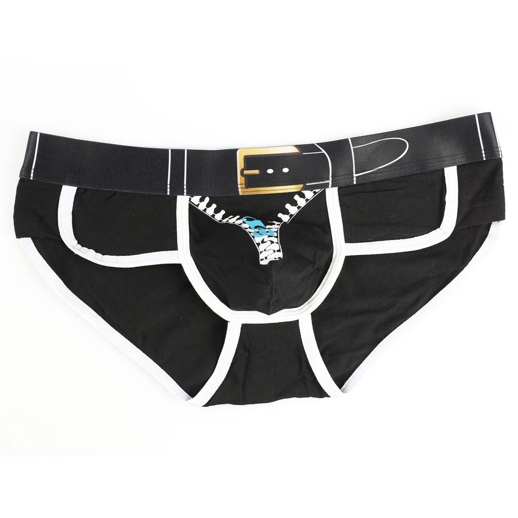 Men's Elastic Tight Low Waist Solid Color Sexy Men's Stretch Skinny Fashion Fun Print Sexy Shorts Cotton Briefs