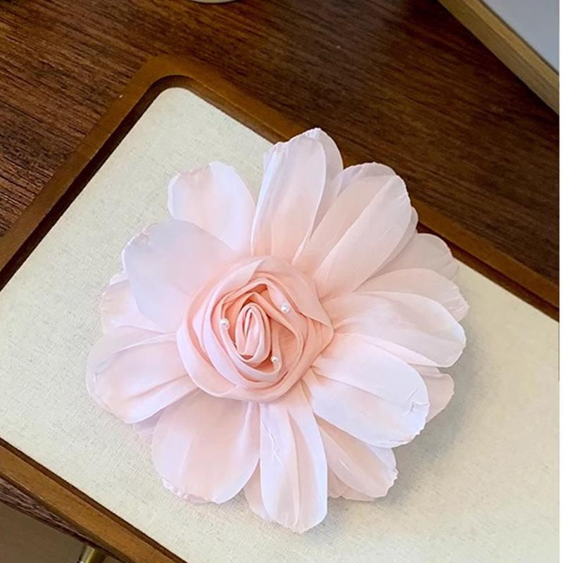 Jianhua Light Pink Atmosphere Chiffon Flower Grab Clip Large Super Fairy Plate Hair Shark Tender Accessory