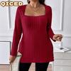 Women's Fashion Casual Solid Color Print Long Sleeve Blouses & Shirts