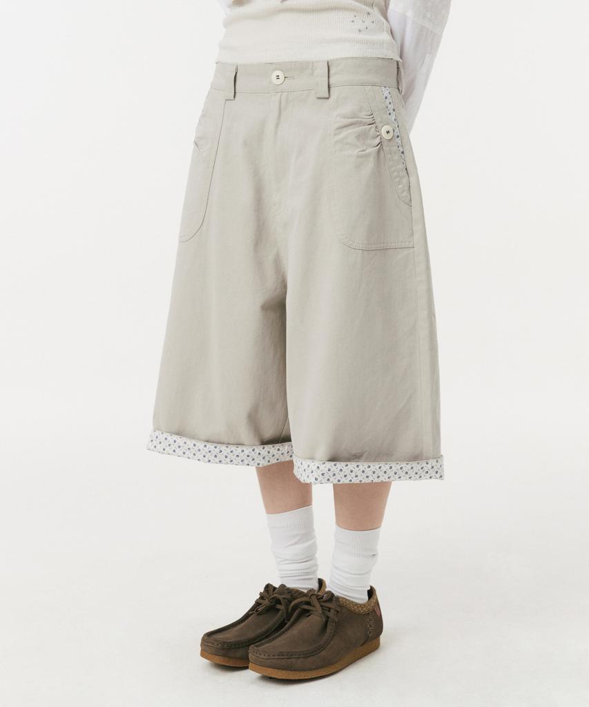 Ohesio Shirring Pocket Bermuda Pants, Beige
