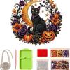 Halloween Black Cat Moon 5D Diamond Art Hanging Ornament Kit Double Sided