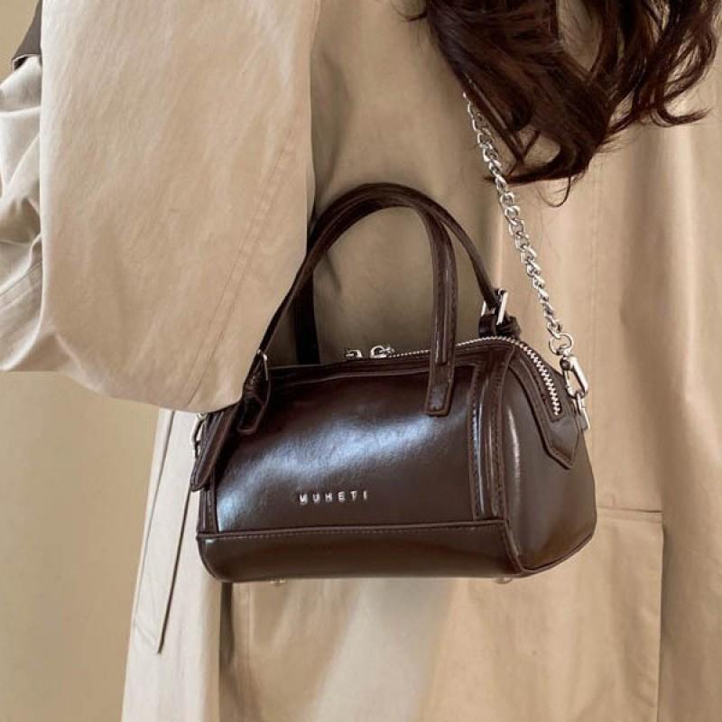 Womens Mini Shoulder Bag Crossbody Daily Commute Stylish PU Leather Boston With Zipper