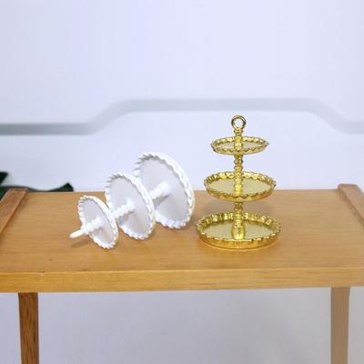 Handmade Cake Stand Miniatures Three-layer Dollhouse Model Mini Dessert Cake Stand  Birthday Gift