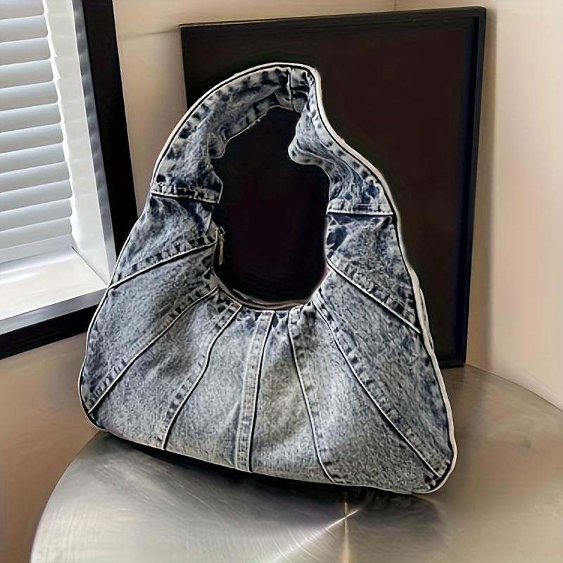 Trendy Denim Shoulder Bag All-Match Classic Niche Design Underarm Bag For Women Daily Use Shopping Bag