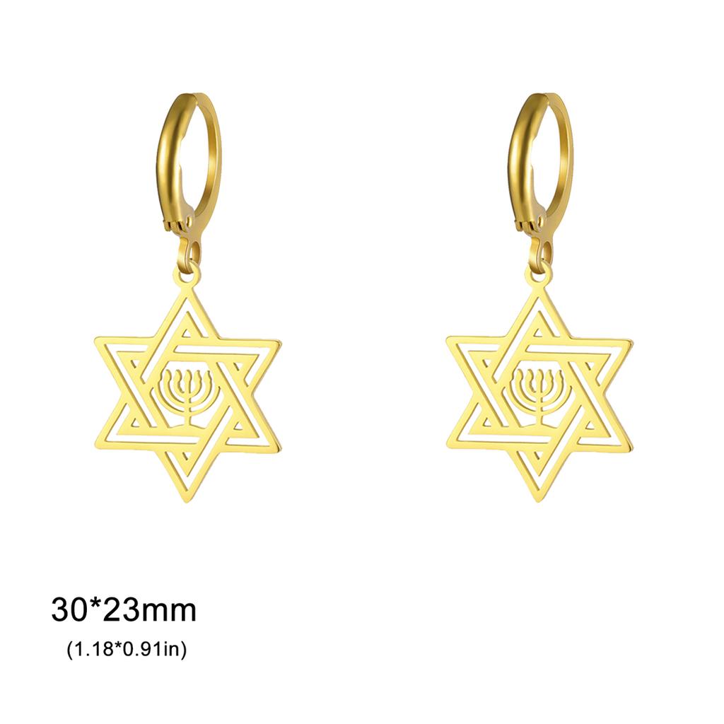  Star of Solomon Hexagram Drop Earrings for Women Stainless Steel Jewish Menorah Symbol Earrings Hanukkah Jewelry Gift