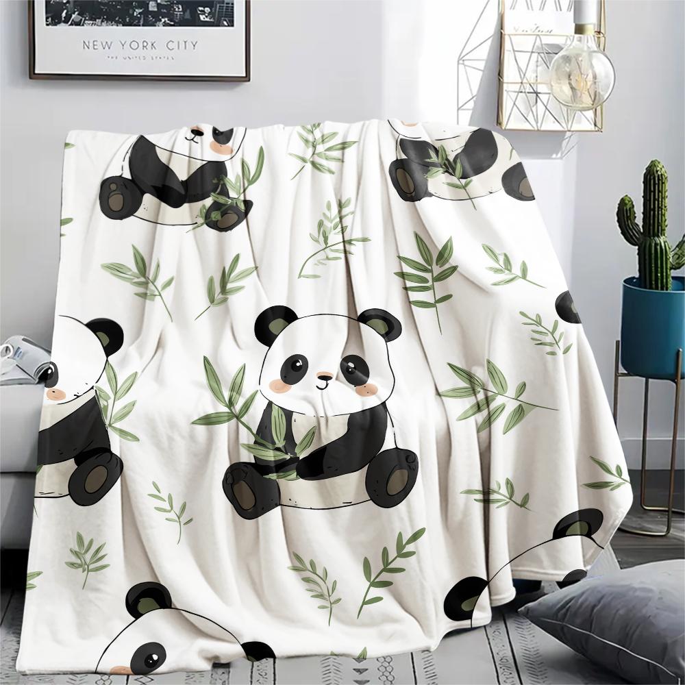 Panda Pattern Flannel Blanket, High Quality Comfortable for All Seasons, Home Decor, Warmth and Comfort, Perfect for Gifts.