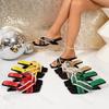 Pantuflas de tacón alto para mujer, de moda, con tejido de malla hueca, elegantes, con perlas y punta cuadrada. Sandalias versátiles para verano y exteriores.