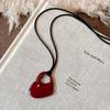 Exaggerated Wine Red Hollow Love Heart Pendant Choker Necklace For Women Gothic Knotted Bowknot Adjustable Chain Y2K Jewelry