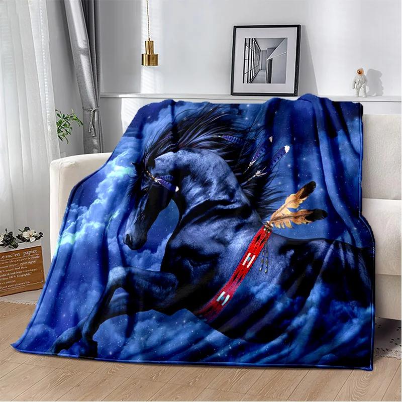 Horse Animal Pentium Gallant Steed Blanket,Soft Throw Blanket for Home Bedroom Bed Sofa Picnic Travel Office Cover Blanket Kids