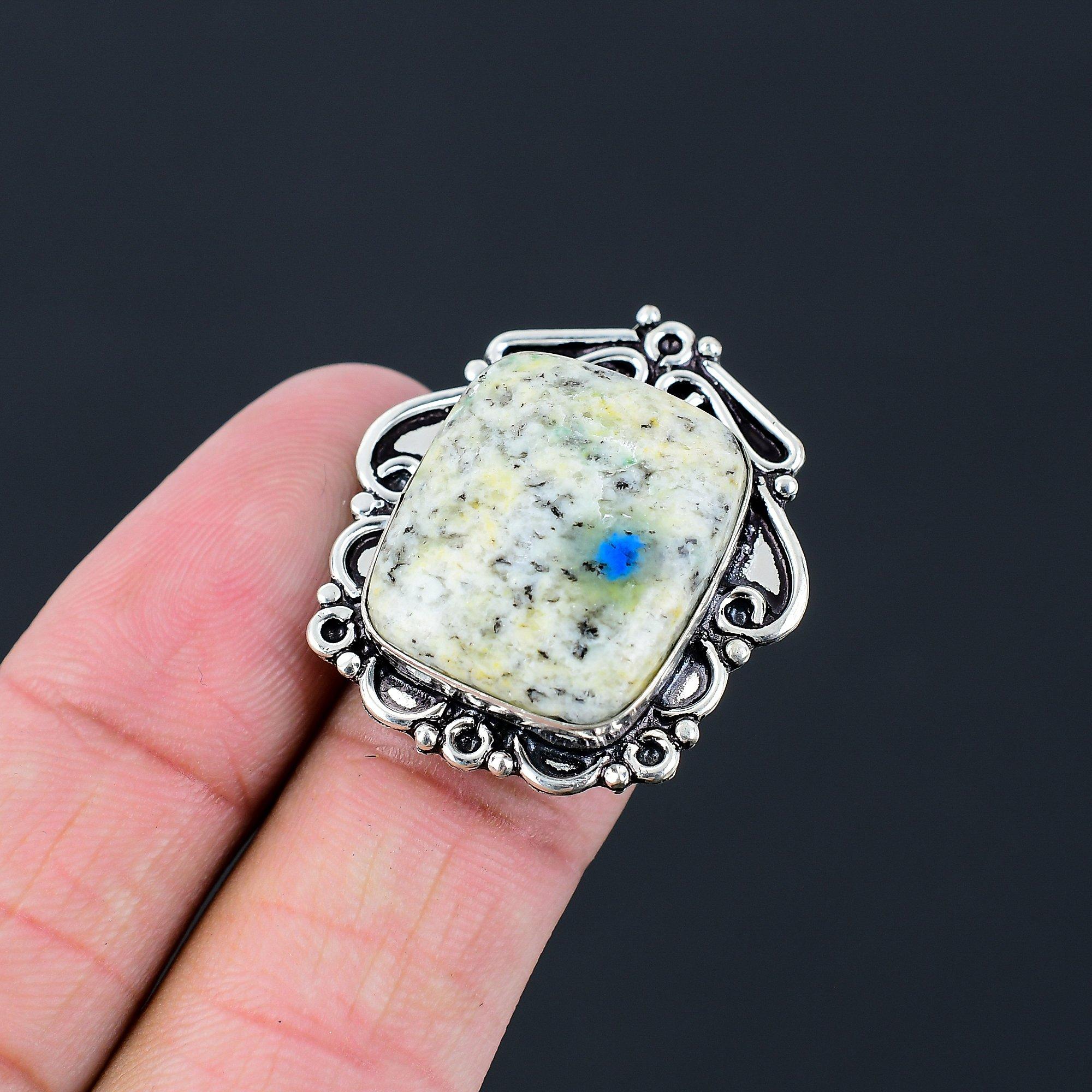 Radiant K2 Jasper Gemstone Sterling Silver Mother Statement Ring Jewelry US 6.5 6.5