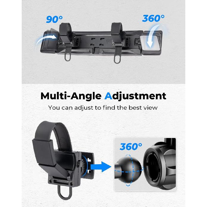 KEMIMOTO Large UTV Rear View Mirror 2 Convex Mirror With 1.5"-2" Sturdy Clamp Compatible With Polaris RZR/CFMOTO/Talon/Pioneer/Can-Am X3/Teryx,