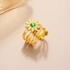 Europäischer und amerikanischer Titanstahlring mit Blumenöffnung, vergoldeter High-End-Zeigefingerring, farbenfroher, vielseitiger Ring, Schmuckgeschenk