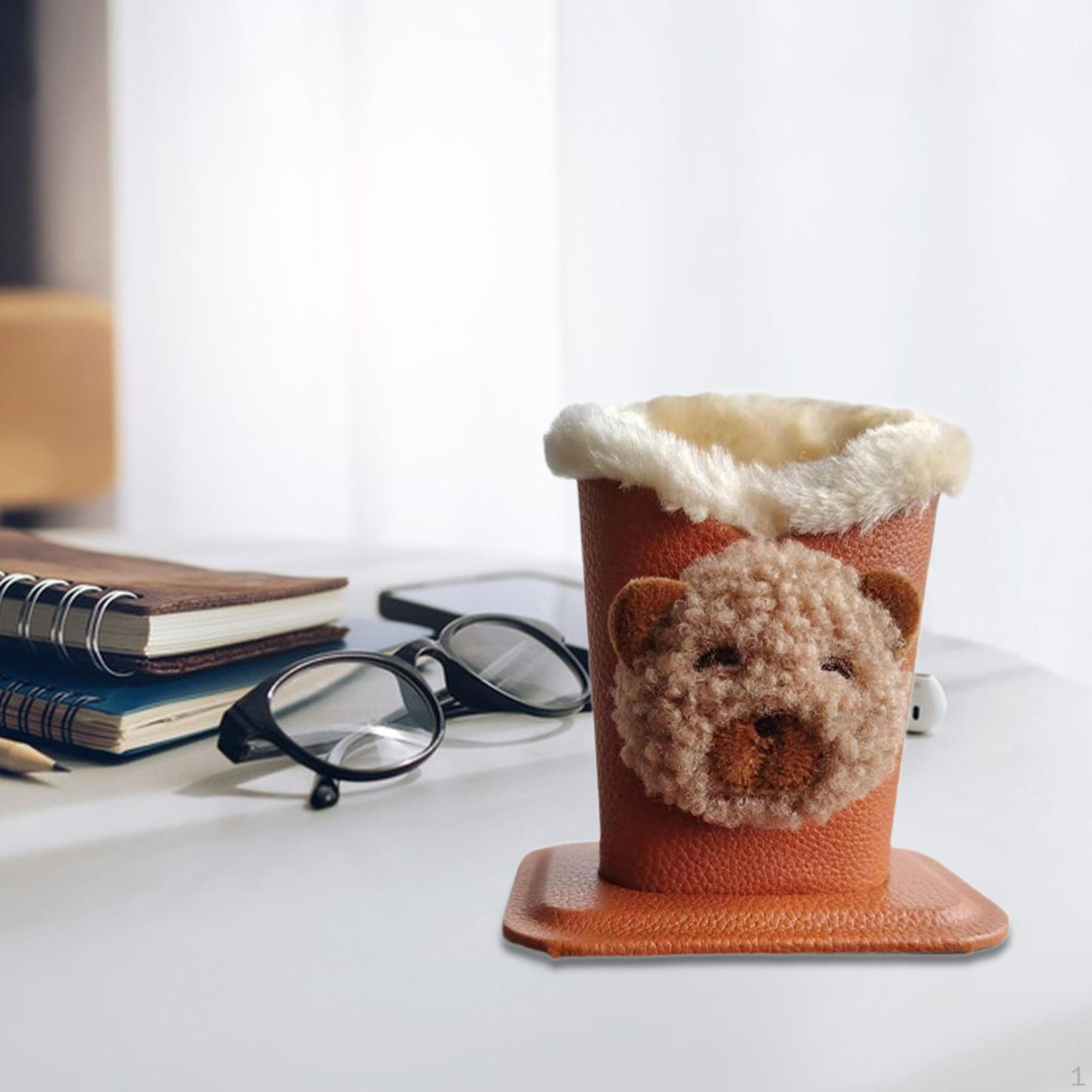 

Lined Eyeglass Holder Cute Glasses Stand Case Storage Organizer for Office Brown Bears