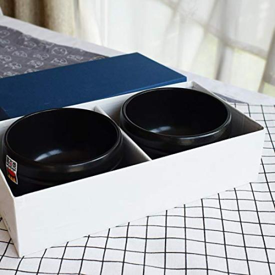 Sento Senka Bibimbap Topf Set von Yokkaichi Banko Hergestellt in mit Schwarz 2, Keramik, Japan, Untersetzer,