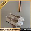 Internet celebrity soft bottom shallow mouth word with bow Mary Jane single shoes women 2025 summer new flat bottom fashion casual