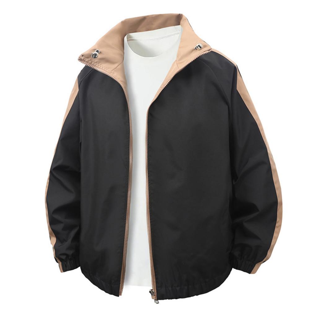 Men's Casual Stand-up Collar Solid Color Zipper Jacket Trench Coat, Men's Sports Coat