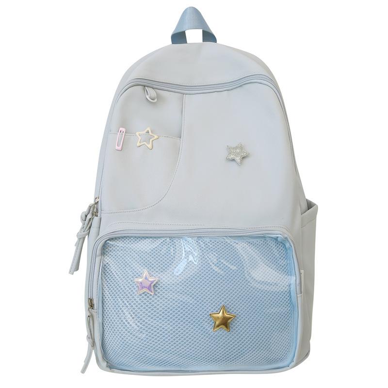 Versatile Simple and Beautiful Female College Student Ins Cute Large Capacity High School Student Backpack Transparent Pain Bag