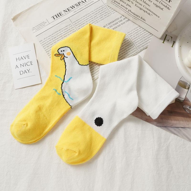 Summer Cartoon Duck Mid Cotton Socks Sweat Absorbent Cute Boneless Long Socks