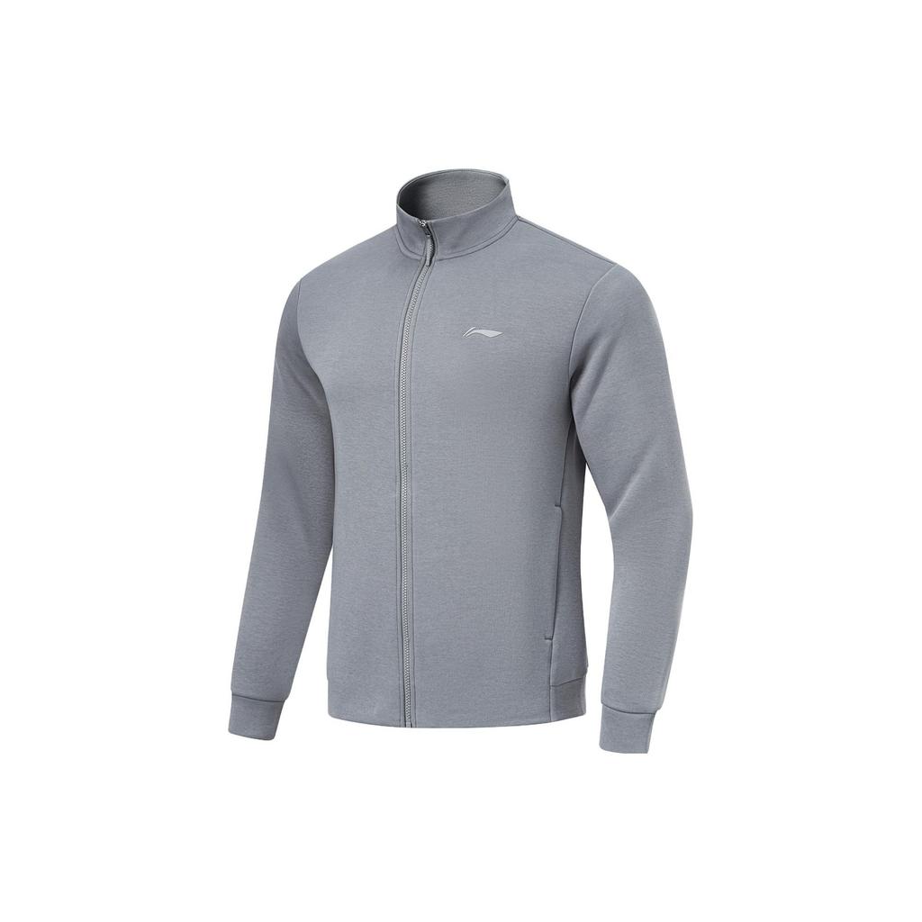 Li-Ning Fitness Series Solid Color Stand Collar Knitted Cardigan Hoodie Men tops Shadow-Gray AWDU125-3