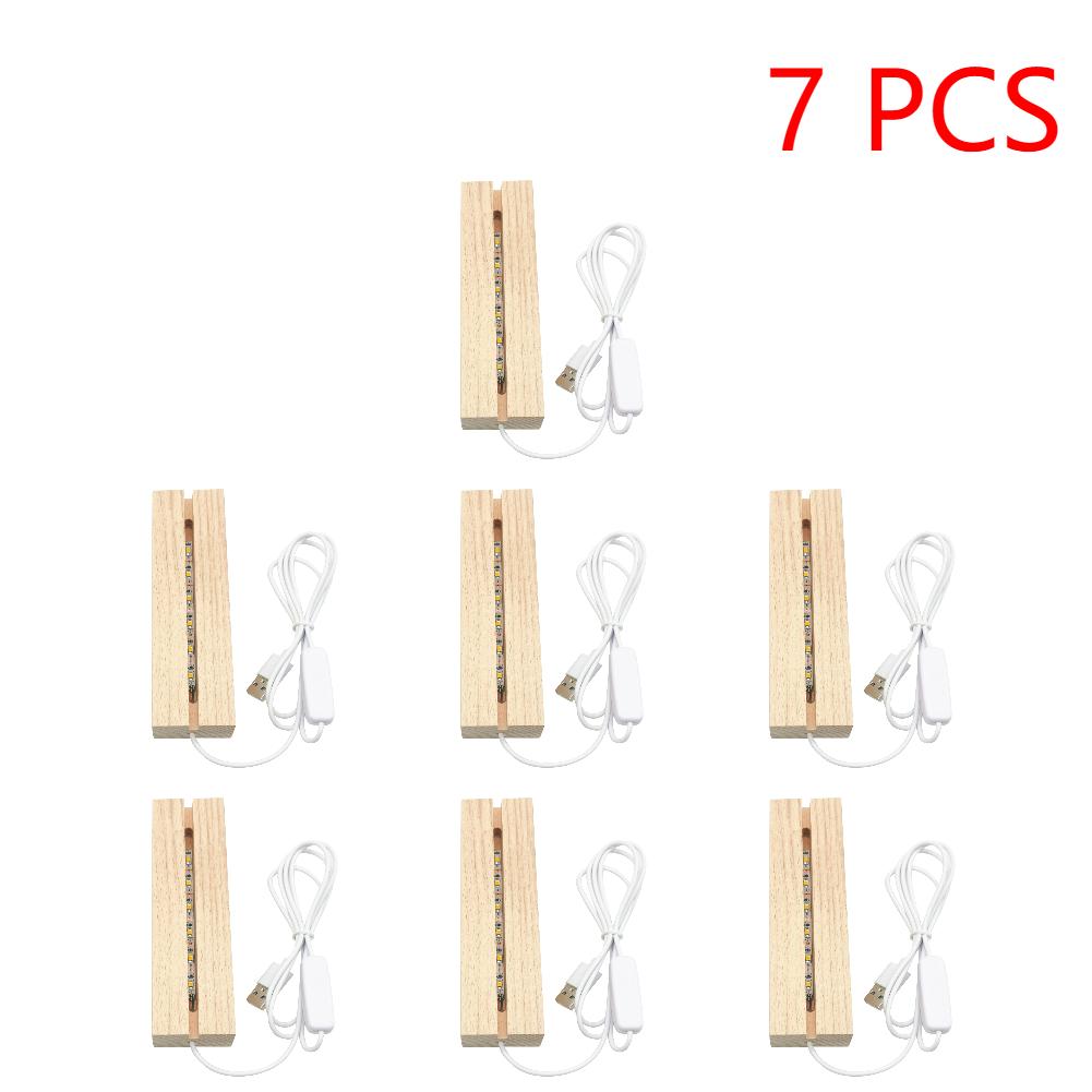 LED Wood Display Base-Rectangle Crystal Lighted Base Stand Acrylic Light Plate Base-Warm Lighted USB Wooden Base for Art Decor
