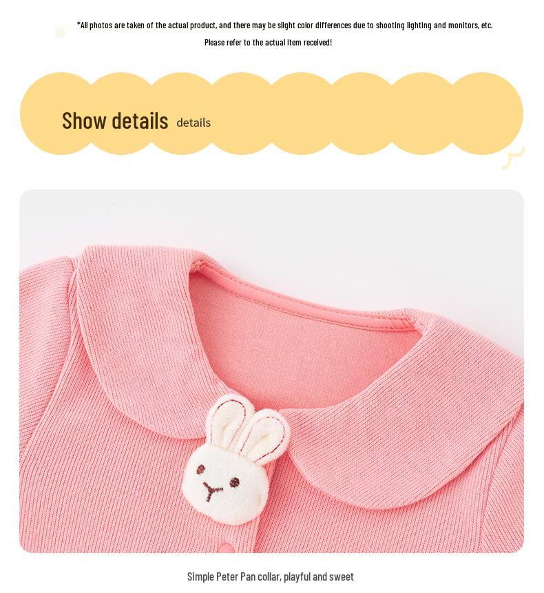 2025 Girls' Korean Style Peter Pan Collar Cardigan - Fashionable Spring/Autumn Baby Outerwear Top Set