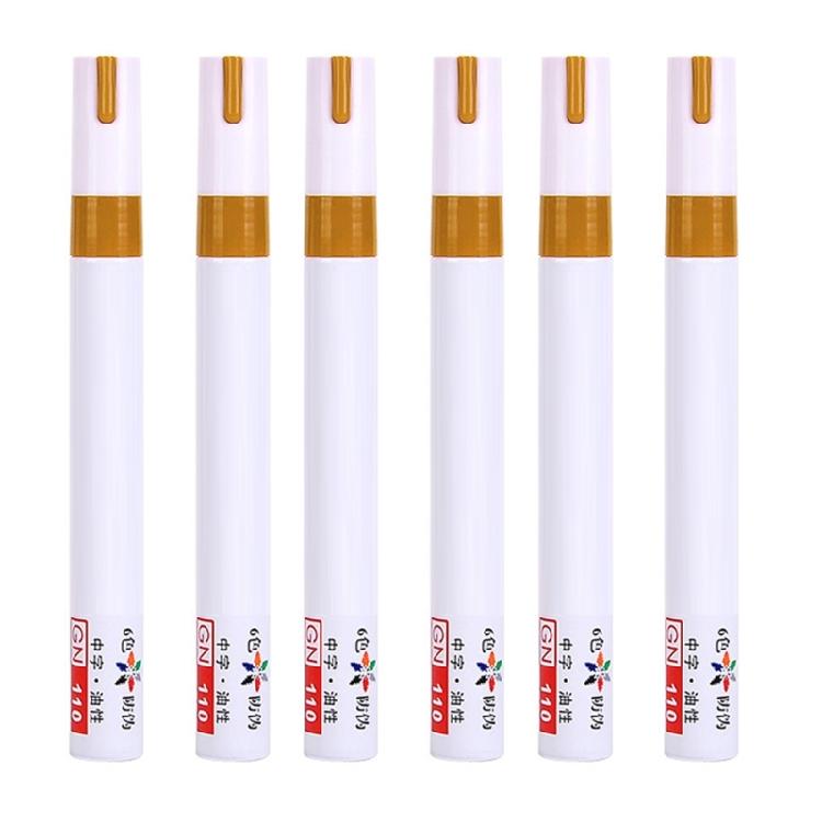 

6 Pcs Waterproof Marker Gold Permanent Markers Quick-Drying Glass Pen Oil Based Paint Pen for Wood 1 золотий